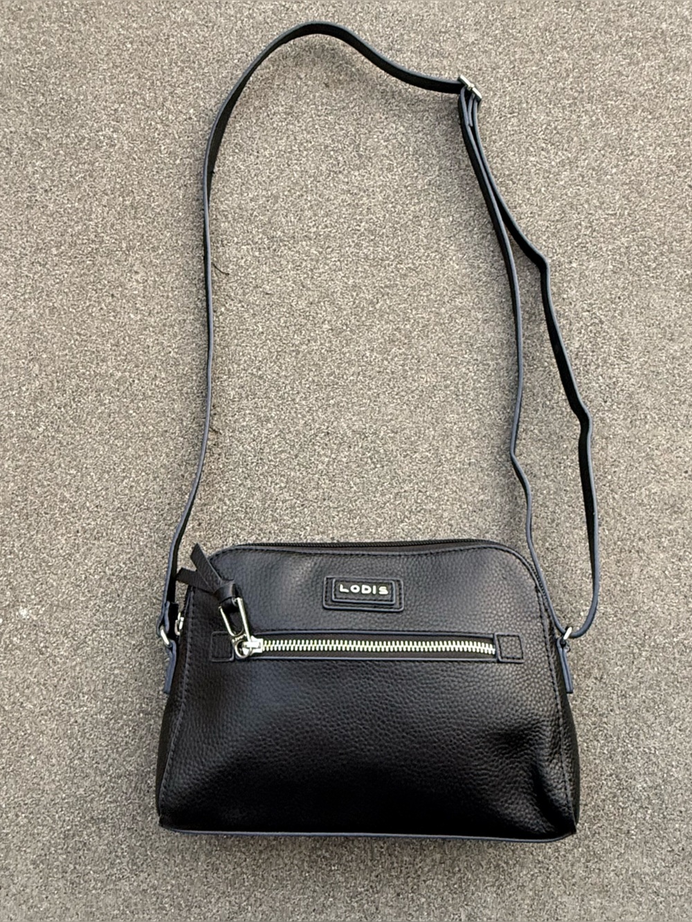 Lodis Pebbled Leather Crossbody Bag Charlotte Purse Navy Classic Designer Preppy